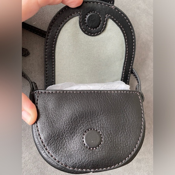Fossil Black Leather Harwell Mini Flap Crossbody Purse NWT - Picture 4 of 10
